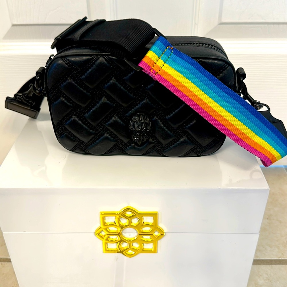 NP‼️Kurt Geiger LondonKensington  BlackQuilted LeatherSmall CameraCrossbody Bag🩷